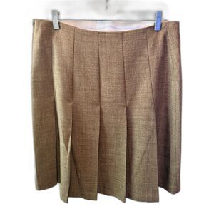 H&M Women’s Brown Herringbone Box-Pleated Skirt Size 12 Fully Lined